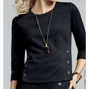 Cabi Women's Osaka Nights Style 3232 Black 3/4 Side Snaps Utility Blouse Size M